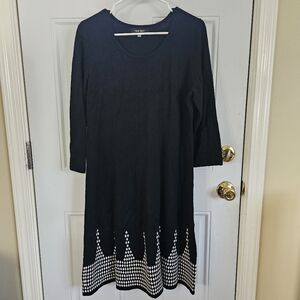 Black and White Patterned Dress. Nine West Sweater Dress Black Border Hem Knit